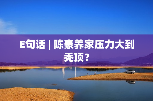 E句话 | 陈豪养家压力大到秃顶？