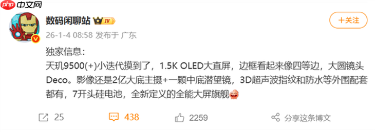 vivo X300s配置曝光:1.5K大直屏+2亿主摄+7000mAh