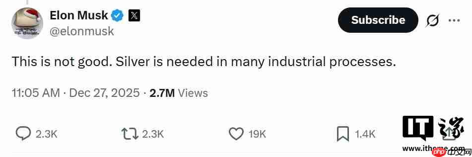 白银价格屡创新高,马斯克称“这可不好”