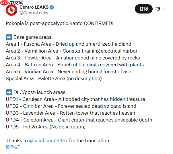 《宝可梦:Pokopia》地图泄露!确认为末日版关都地区