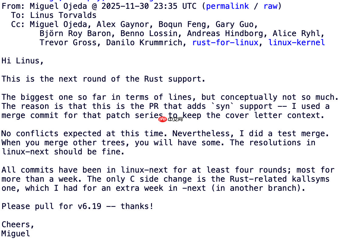 Linux 6.19 增强对 Rust 支持,最低版本或与 Debian 对齐
