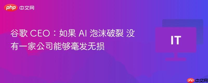 谷歌 CEO：如果 AI 泡沫破裂 没有一家公司能够毫发无损
