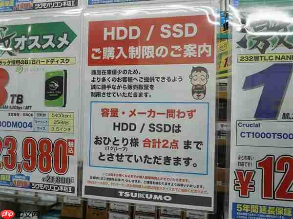 涨价超100%!日本开始全面限购内存、SSD、机械硬盘:一点不让多买