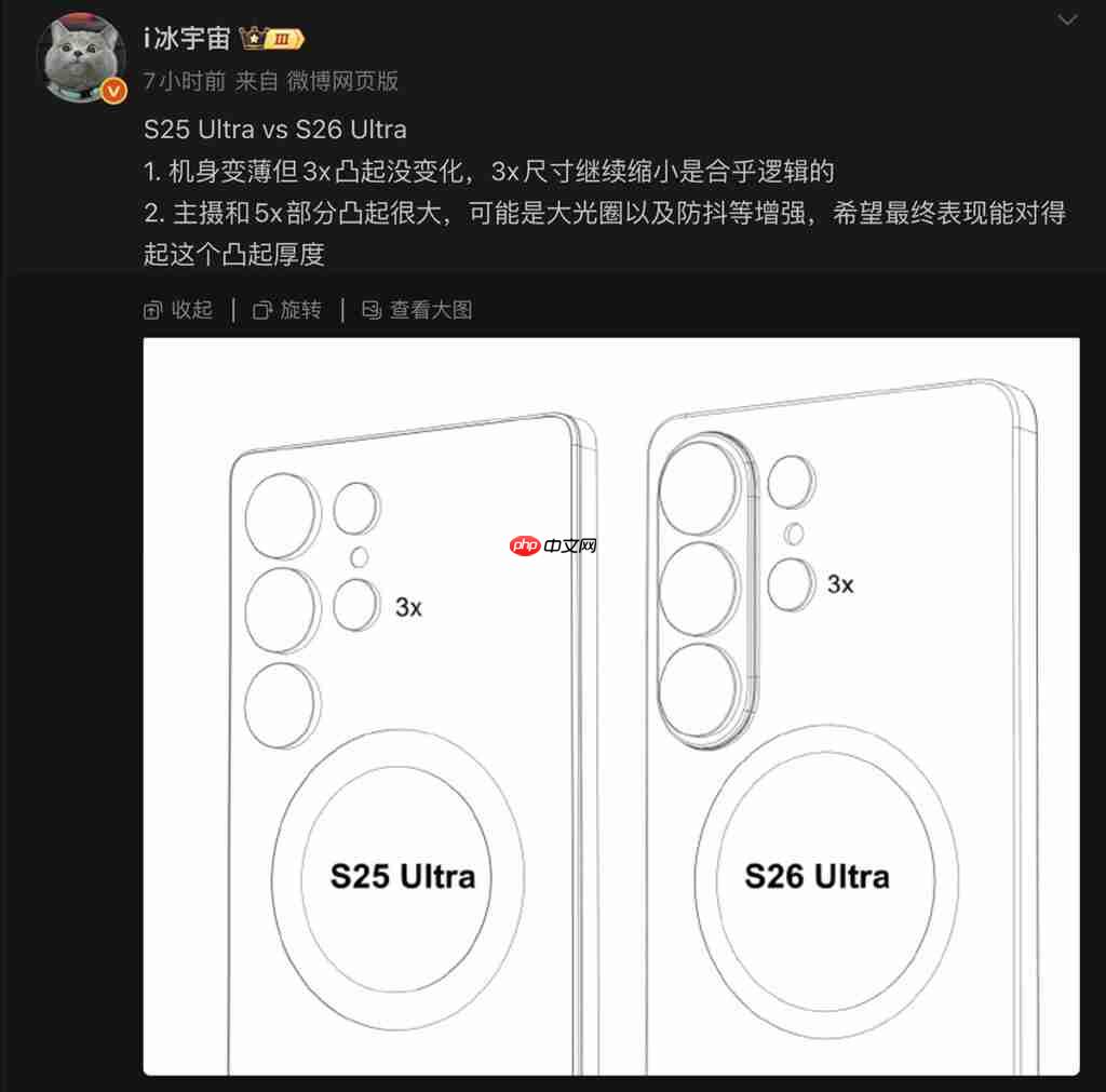 Galaxy S26 Ultra 更详尽摄影配置曝光!传主要更换「这镜头」、模组突出或因一理由