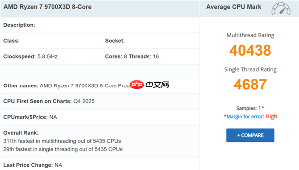 AMD Zen5 X3D处理器新品+1！八核锐龙7 9700X3D现身