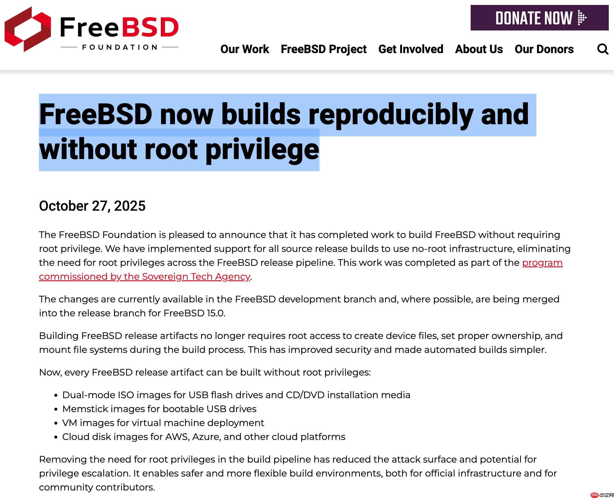 FreeBSD 实现“无 Root”与可重现构建，提升系统安全与透明度
