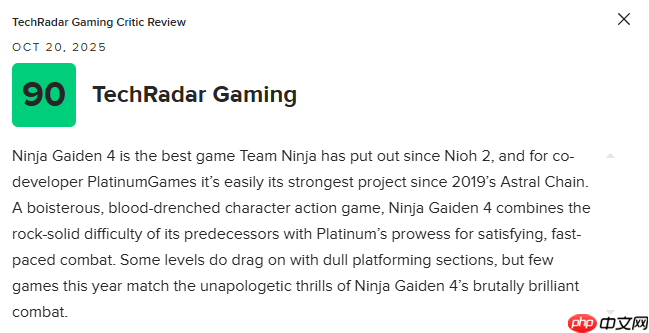 《忍者龙剑传4》M站均分83分:血脉贲张的华丽回归!