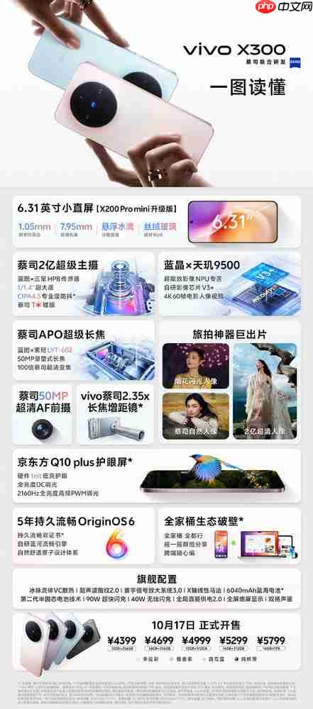 vivo X300系列今日开售 天玑9500心片＋顶级蔡司影像