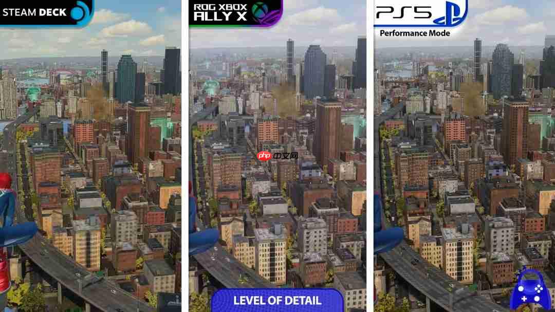 《漫威蜘蛛侠2》画面对比:Xbox Ally X超越Steam Deck