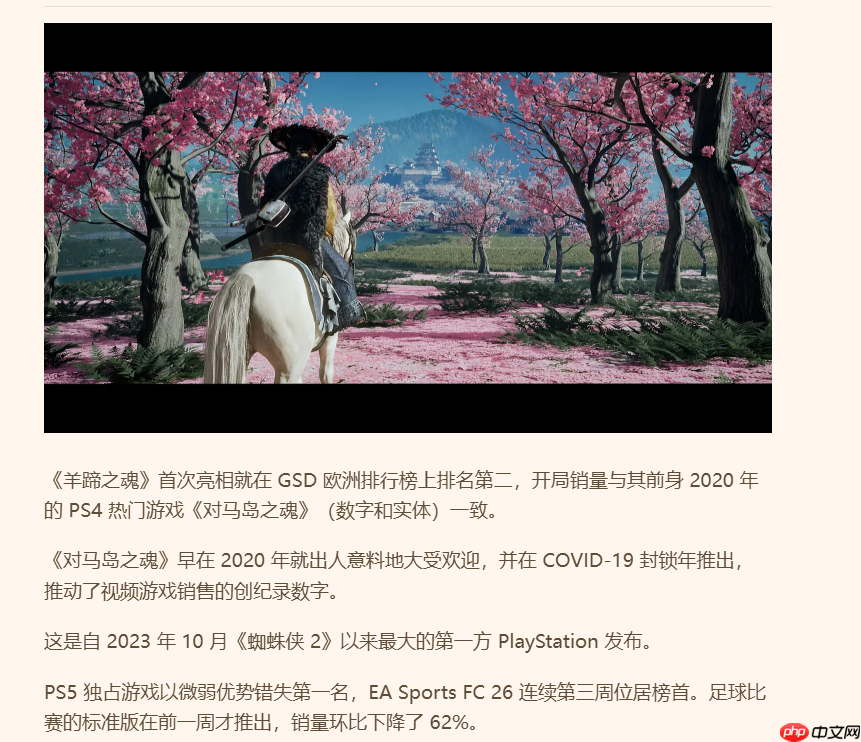 超越蜘蛛侠！《羊蹄山之魂》成欧洲索尼最大首发作品