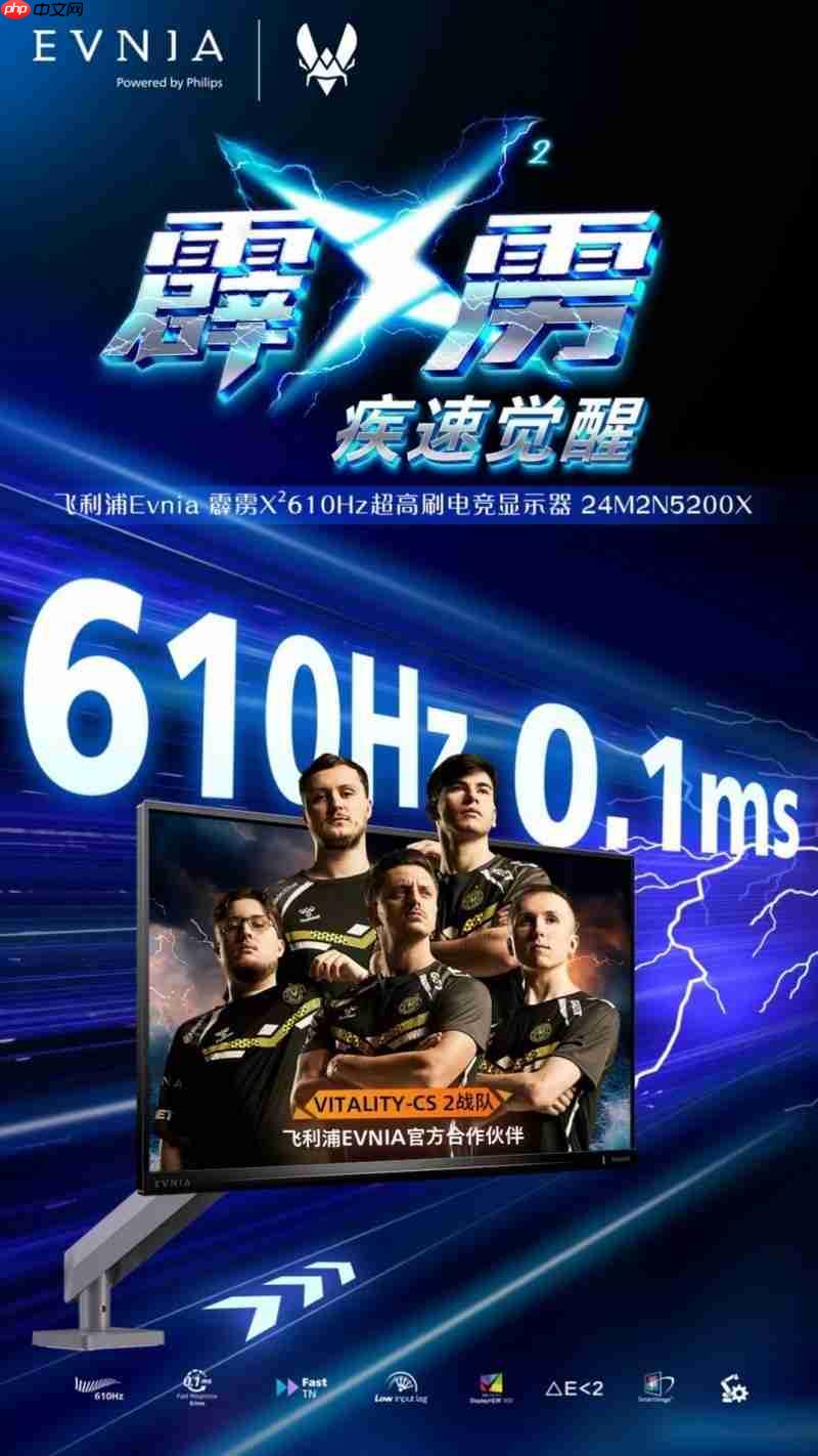 EVNIA弈威双核电竞显示器24M2N5200X,搭载610Hz超高刷新率