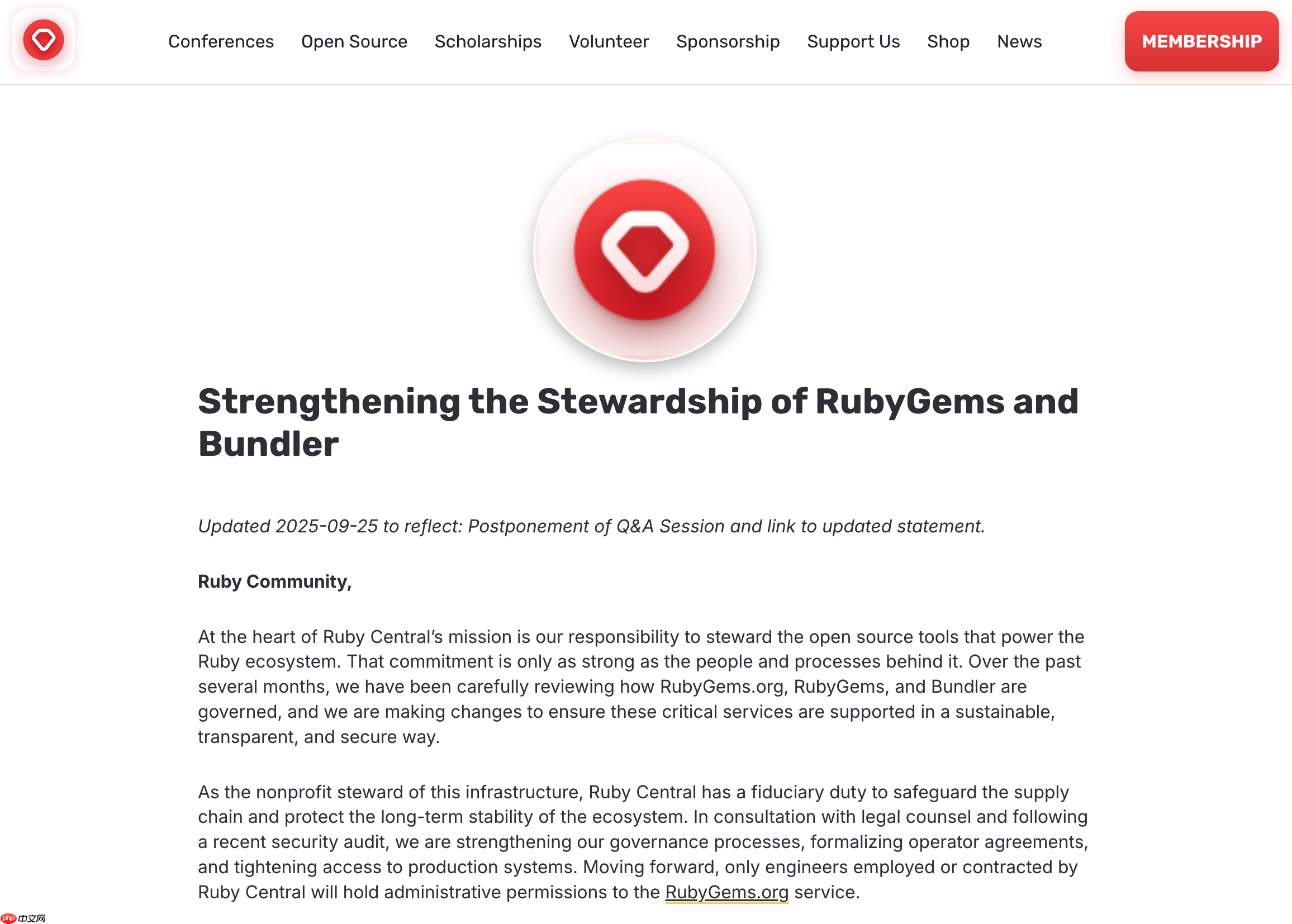 Ruby 生态核心开源项目 RubyGems 爆发“控制权争夺战”
