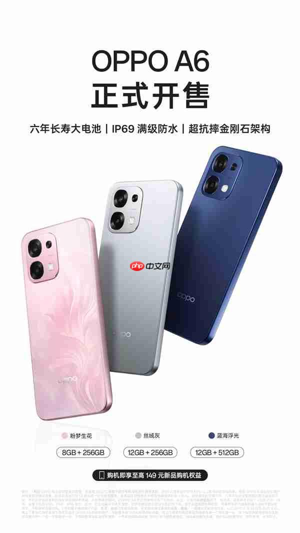 1599元起！OPPO A6开售：7000mAh六年长寿电池、IP69满级防水