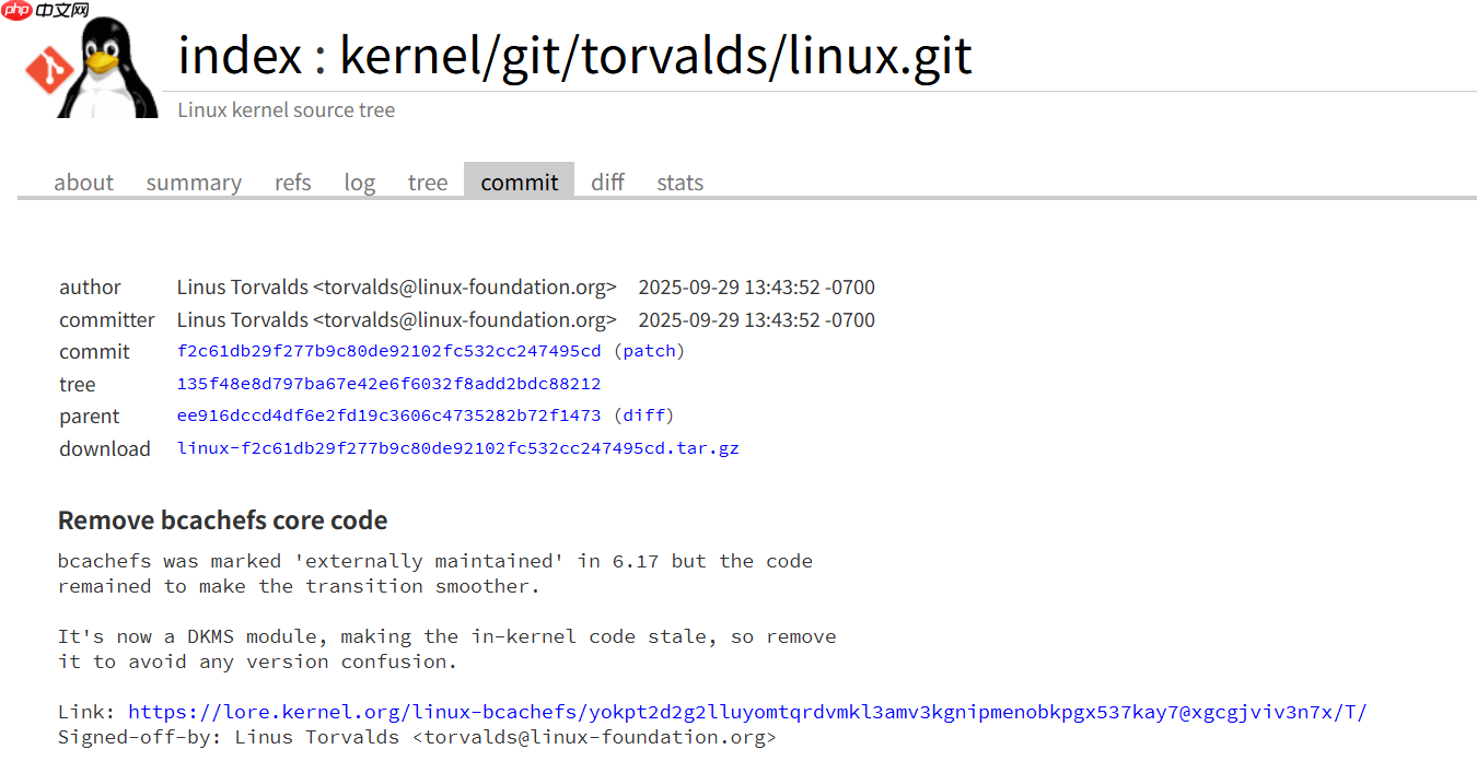 Linus Torvalds 从 Linux 内核中删除了 Bcachefs 代码