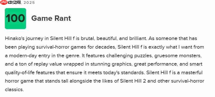 M站评分86! 《寂静岭f》媒体评分解禁