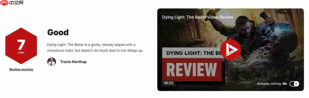 《消逝的光芒:困兽》IGN 7分 Steam获特别好评