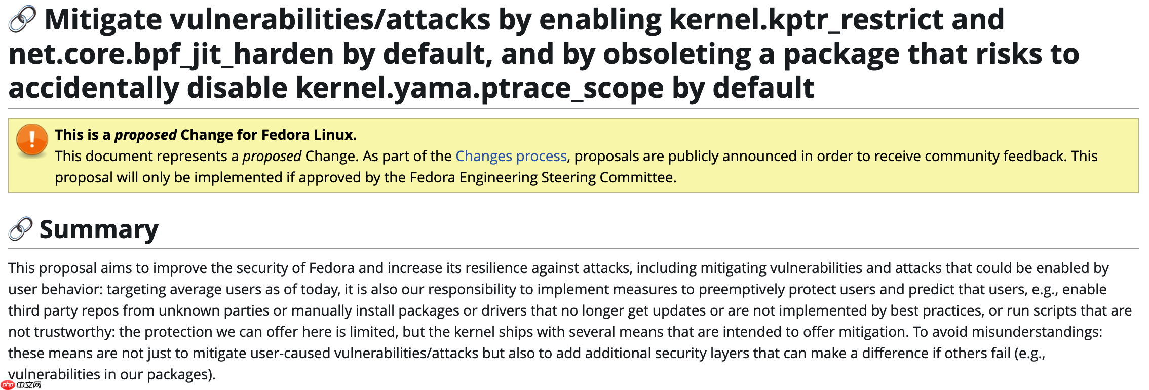 Fedora 44 将引入更多内核安全加固措施