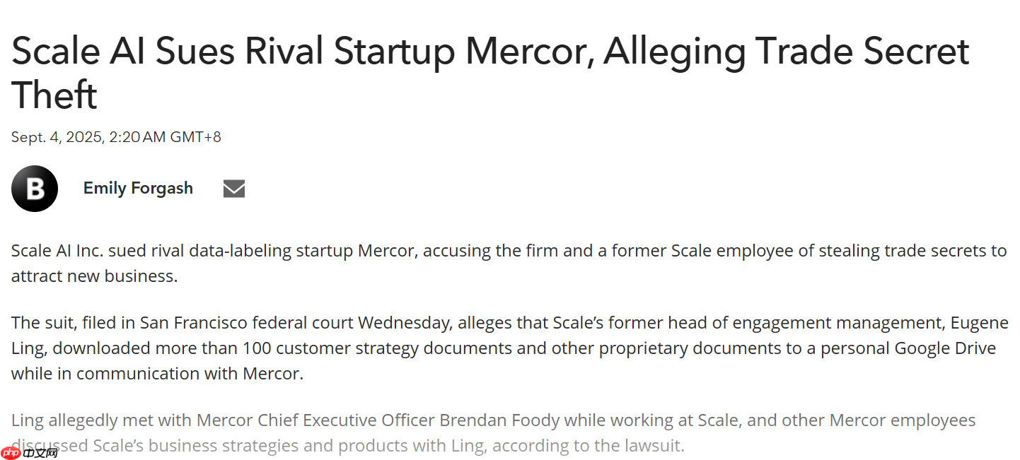 scale ai 起诉前员工及竞争对手,指控窃取商业机密