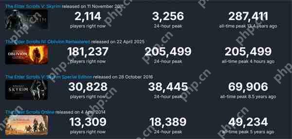《上古卷轴4:重制版》玩家超400万 Steam在线峰值20万