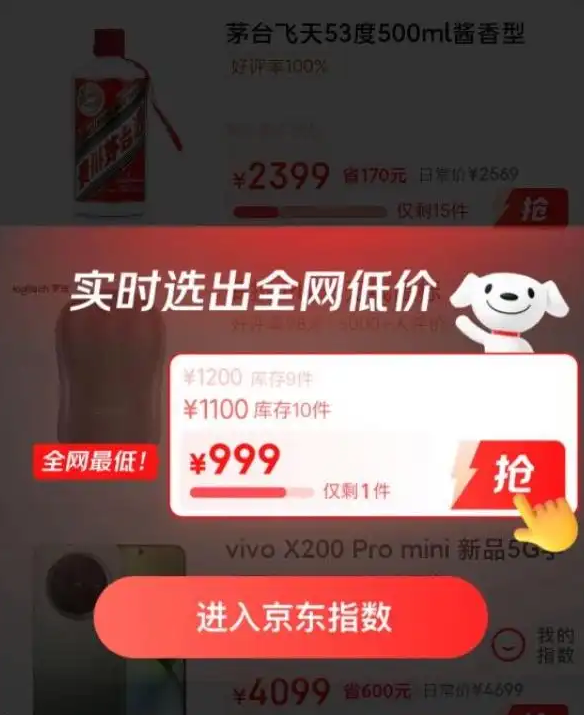 京东推出竞价购物玩法“京东指数”,实时展示最低出价
