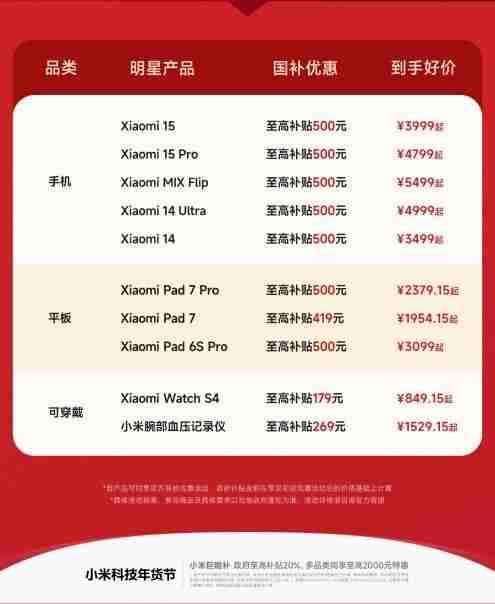 小米15低至3999元!小米手机最新国补价格一览 日销量已达到国补前的4倍