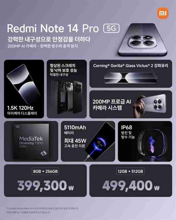 小米进军三星大本营!在韩国发布小米14T、Redmi Note14 Pro 5G