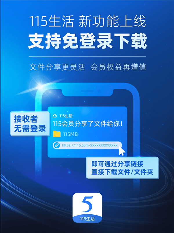 115生活新功能来袭！免登录下载文件，便捷分享新体验