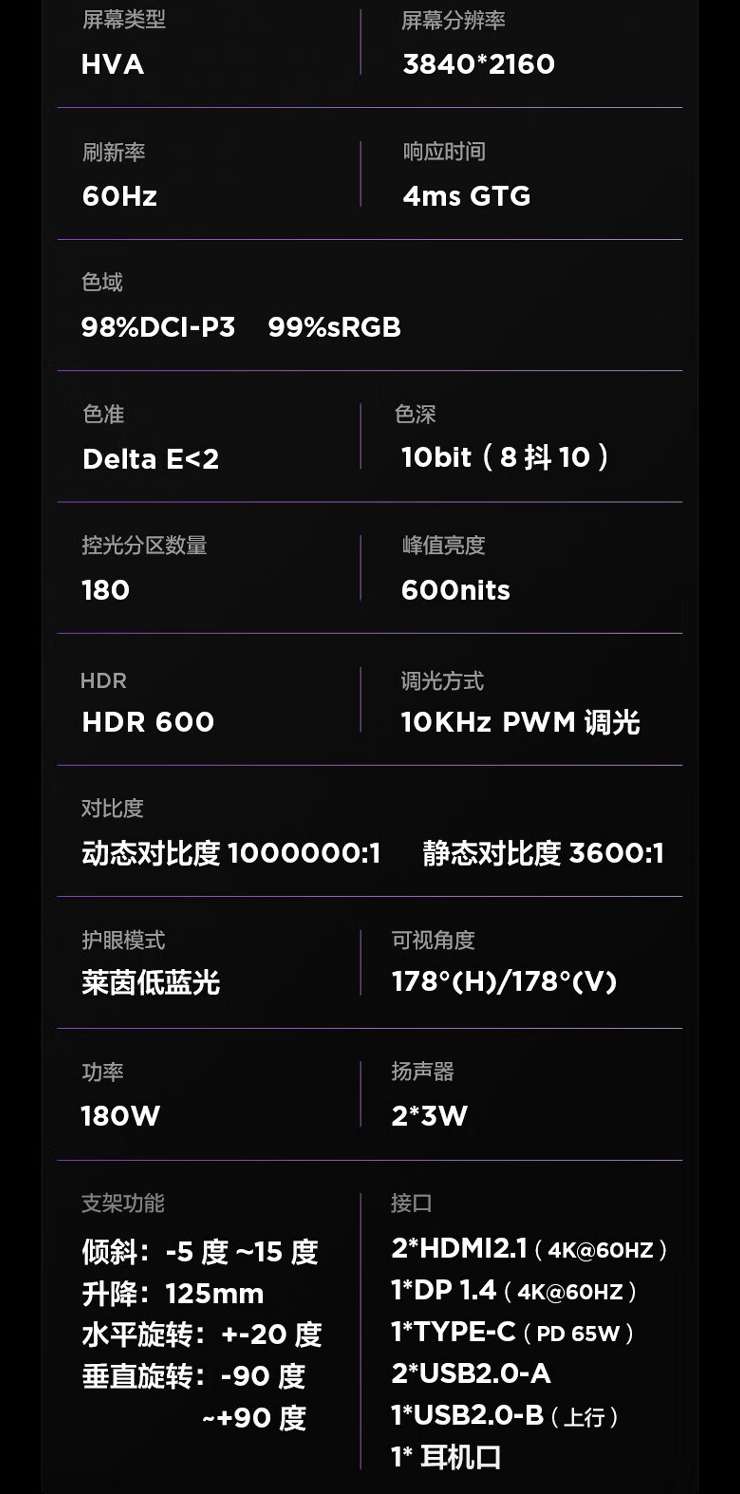 雷鸟 U6 显示器首销:27 英寸 4K 60Hz + 双 3W 扬声器,1499 元