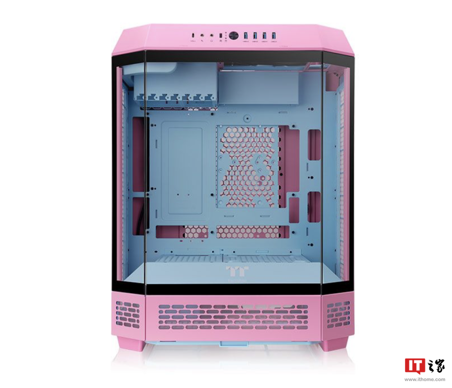 曜越透视 The Tower 600 八角柱中塔 ATX 机箱新增“泡泡粉”“蜂芒黄”配色,1199 元