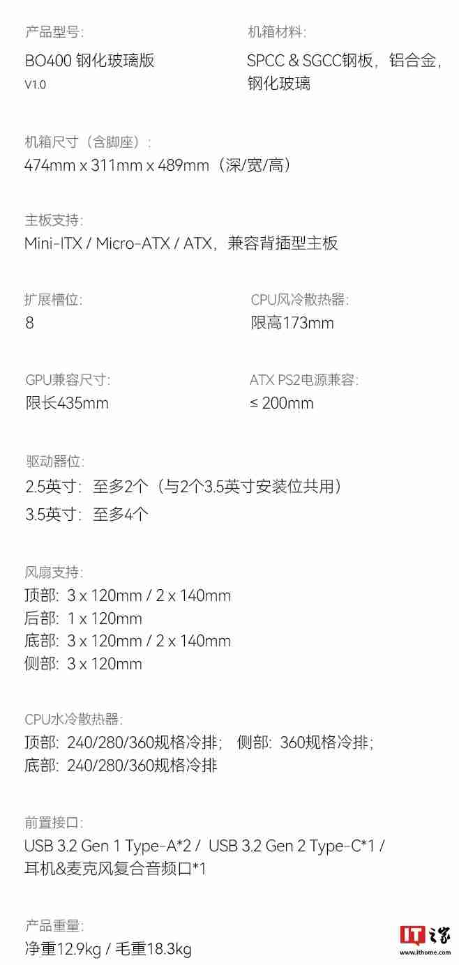 乔思伯旗下乔家一物 BO400 机箱首销:铝合金框架,可互换面板设计,1499 元