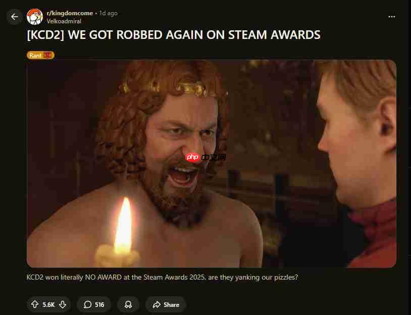 《天国:拯救2》Steam大奖再次空手而归 粉丝们很失望