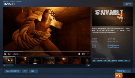恐怖游戏《SINVAULT》定档元旦：扮演被活埋法官 利用手机求生