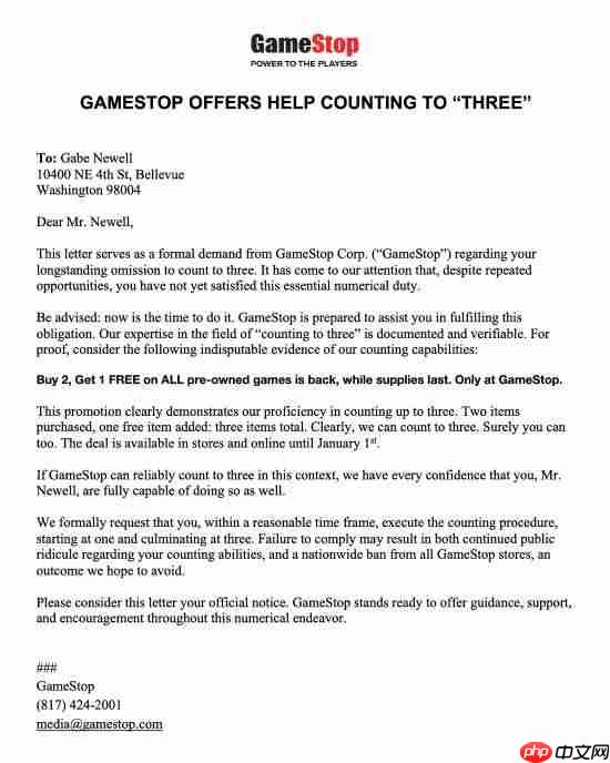 催G胖数3！全球最大游戏零售商GameStop发公开信 实际是广告
