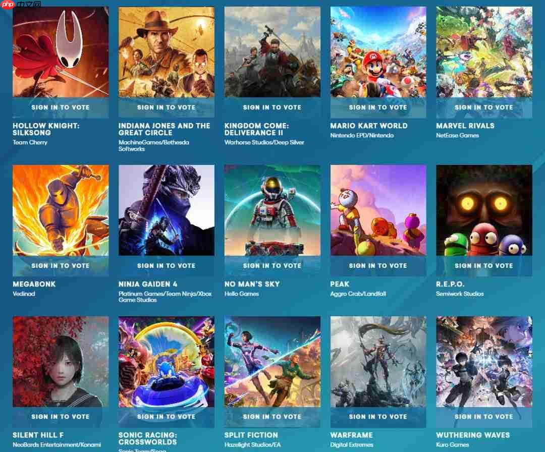 2025年TGA“玩家之声”第一轮投票现已开启