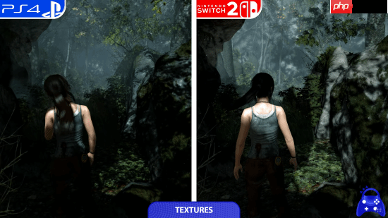 《古墓丽影9》NS2和PS4画面对比:分辨率高但砍画质