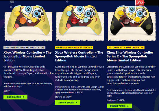 XBOX联动海绵宝宝大电影：限定联名手柄来了！