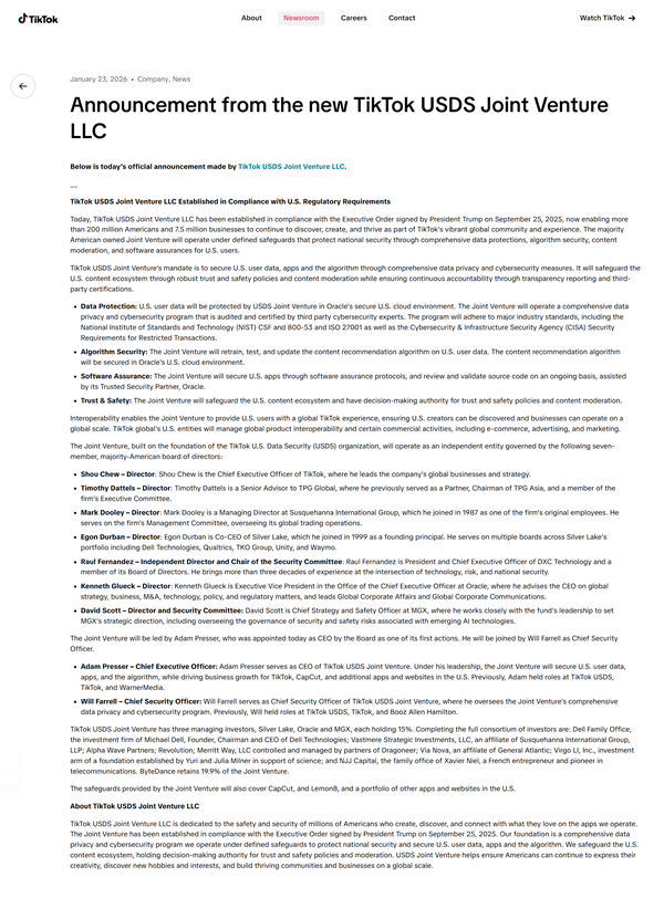 一图看懂 TikTok美国方案尘埃落定!最大股东宣布 知识产权仍归中国