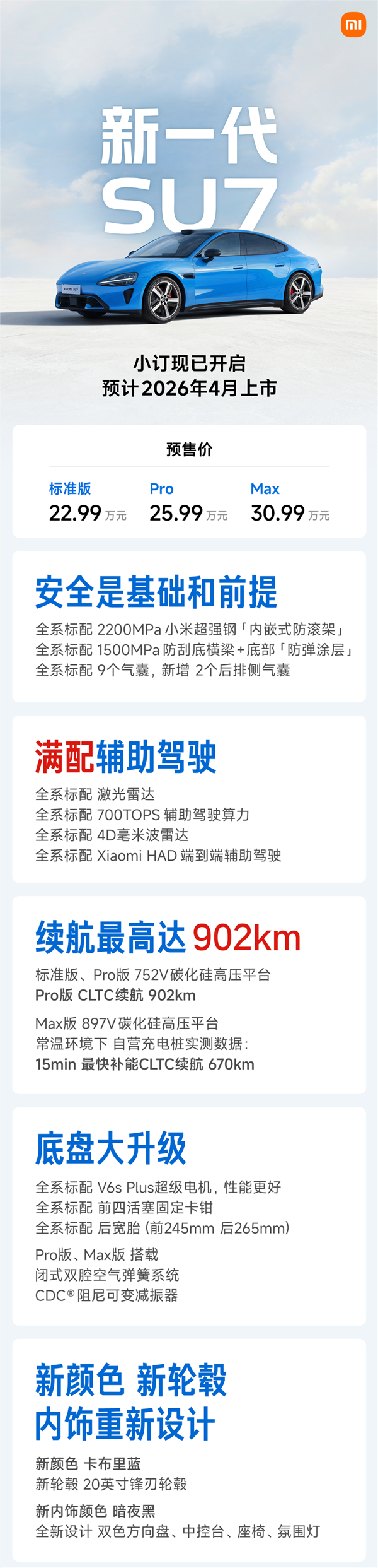 雷军：新一代小米SU7已结束研发准备量产！2月13日左右展车到店